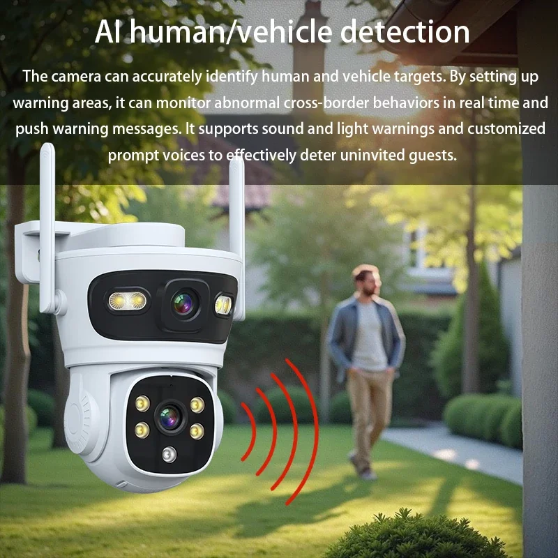 4MP PTZ IP Camera Dual Lens Human Detection CCTV Security Camera Night Vision Outdoor Wifi Surveillance Camera