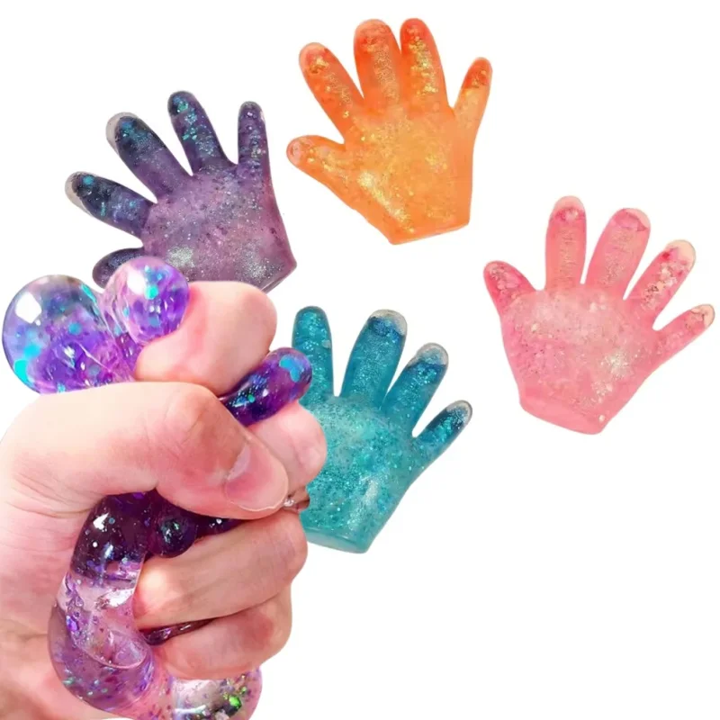 Stress Relief Squeeze Toy Soft TPR Slow Rebound Sequins Maltose Pinch Elastic Colored Physics Home Decor Party Gifts for Adults