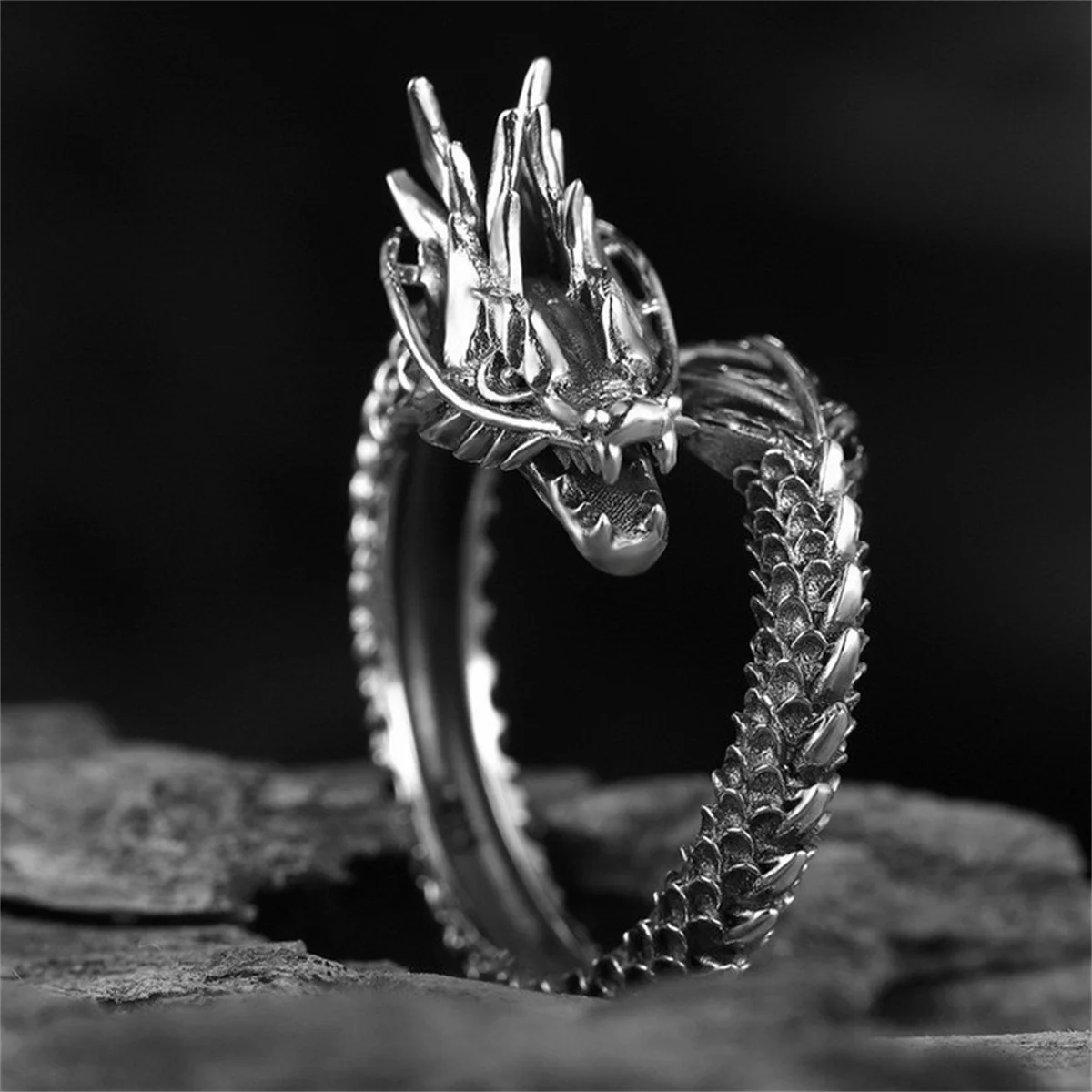 INS Gothic Punk Lizard Rings For Women Men Vintage Ancient Silver Color Spider Dragon Monkey Tiger Owl Animal Ring Cool Jewelry