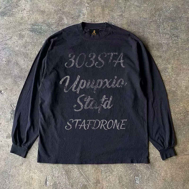 Long Sleeve T-Shirt 310 Pure Cotton Double Thread Women's Style Three Needle Charitable Fundraising Upward Hero American Couple