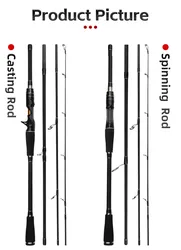 4-section Fishing Rod Travel Rod Carbon Portable Fishing Pole Casting/Spinning Fish Pole  Lure Weight 10-25g