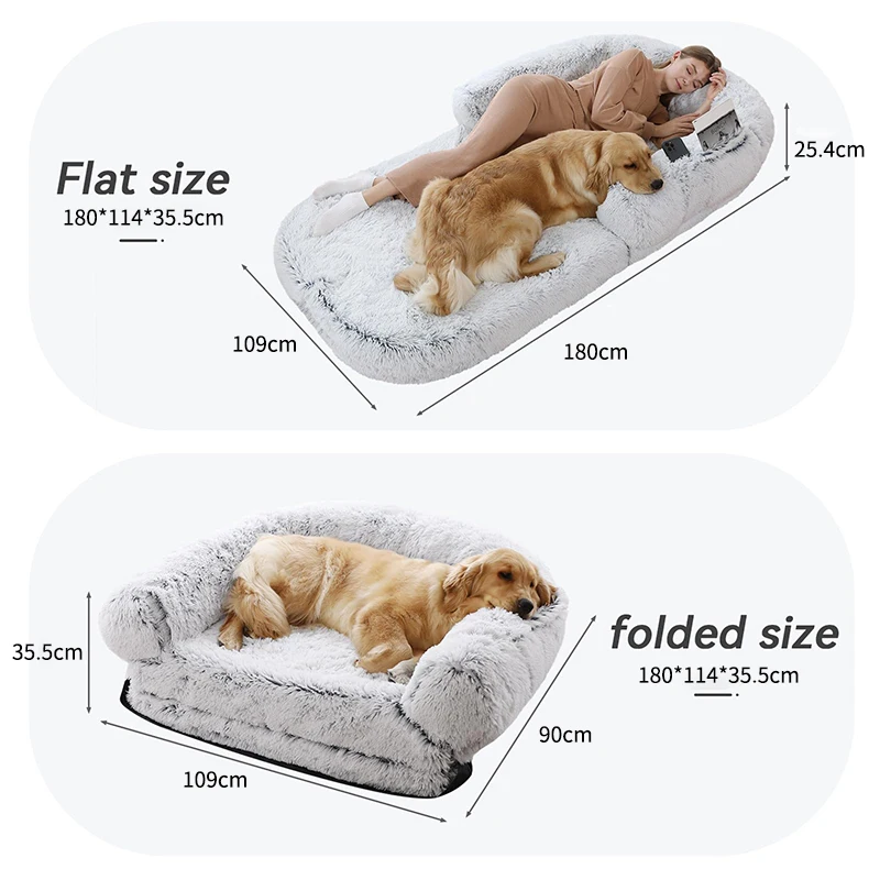 Human Dog Bed Adult Foldable Extra Large Dog Bed Size Adult Foam Washable Faux Fur Bean Bag Bed