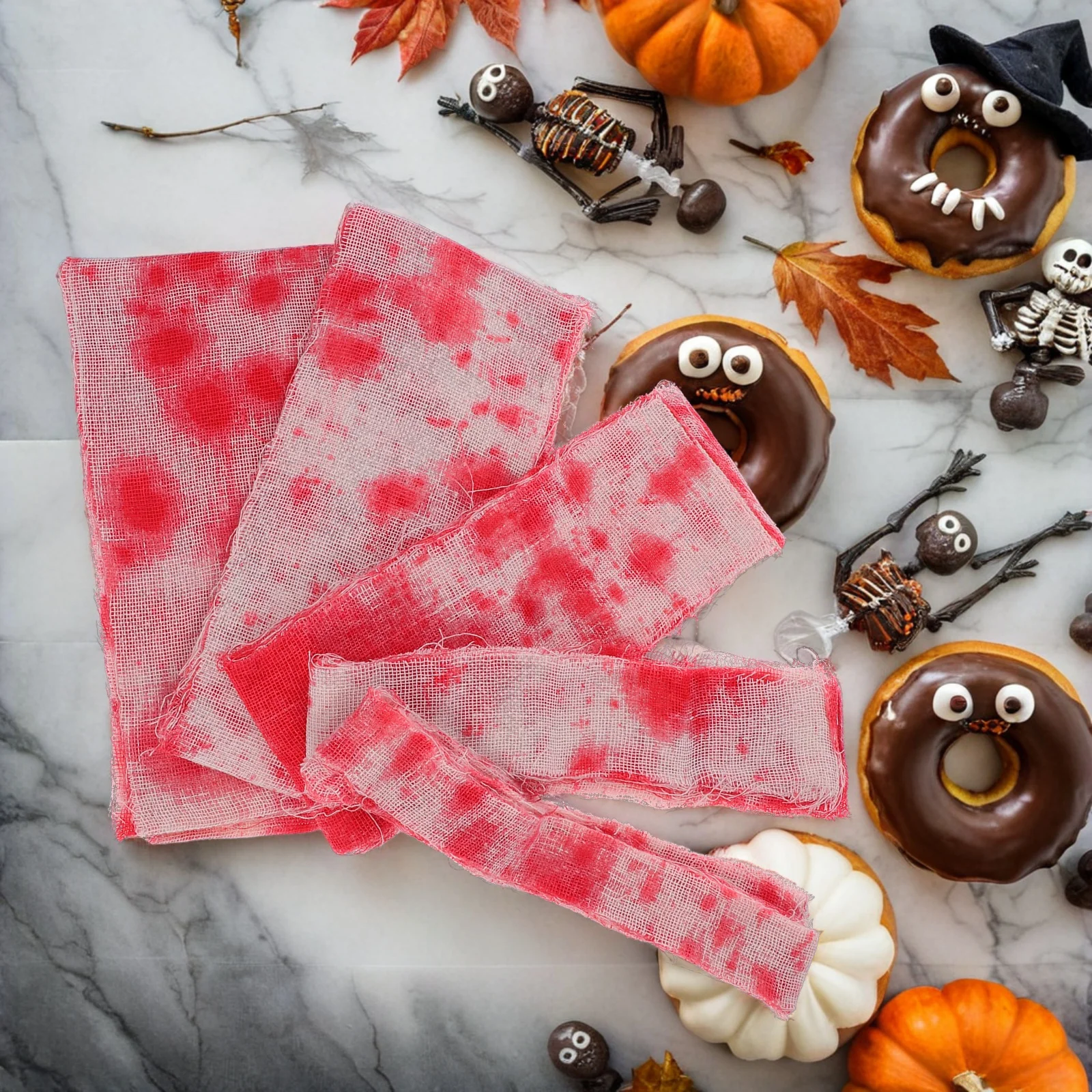 

5 PCS Party Wrap Bandage Halloween Blood Caution Tape Bloody Decoration Tapes Cosplay Creepy Scary Props Gauze Bandages