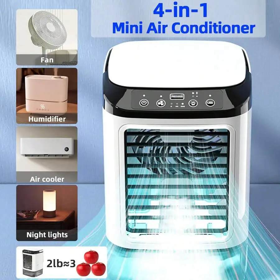

Summer 4-In-1 Portable USB Air Conditioner Humidifier With Cooling Fan, Personal Desktop Evaporative Cooler Humidifying Misting,