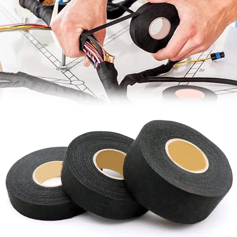 1PC 15M Heat-resistant Flame Retardant Tape Adhesive Cloth Electrical Tape For Car Cable Harness Wiring Loom Protection