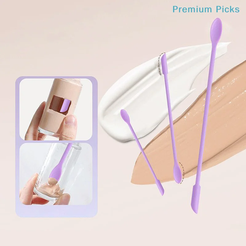 3Pcs Silicone Spatula Set Double-Headed Scraper Cosmetic Jam Cream Deep Bottle Mini Spatula Lengthened Small Tip Spa Makeup Tool