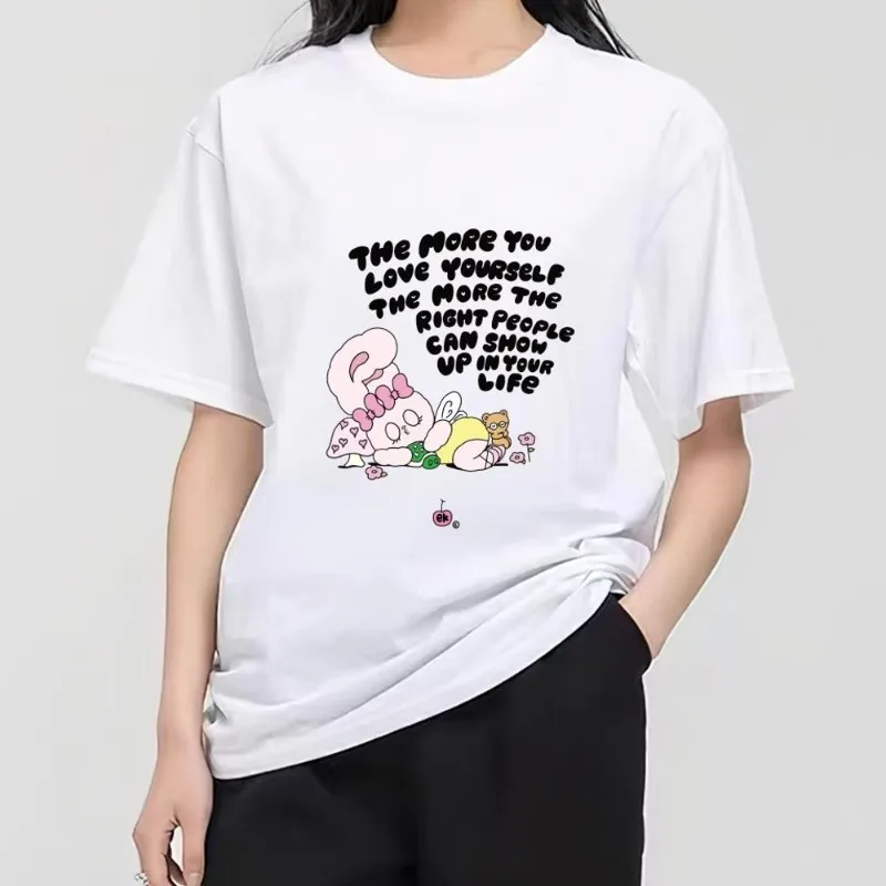 Esther Bunny Rabbit T Shirt Women Couple Combination Clothes Short Sleeve Collar Fashion Man Cotton