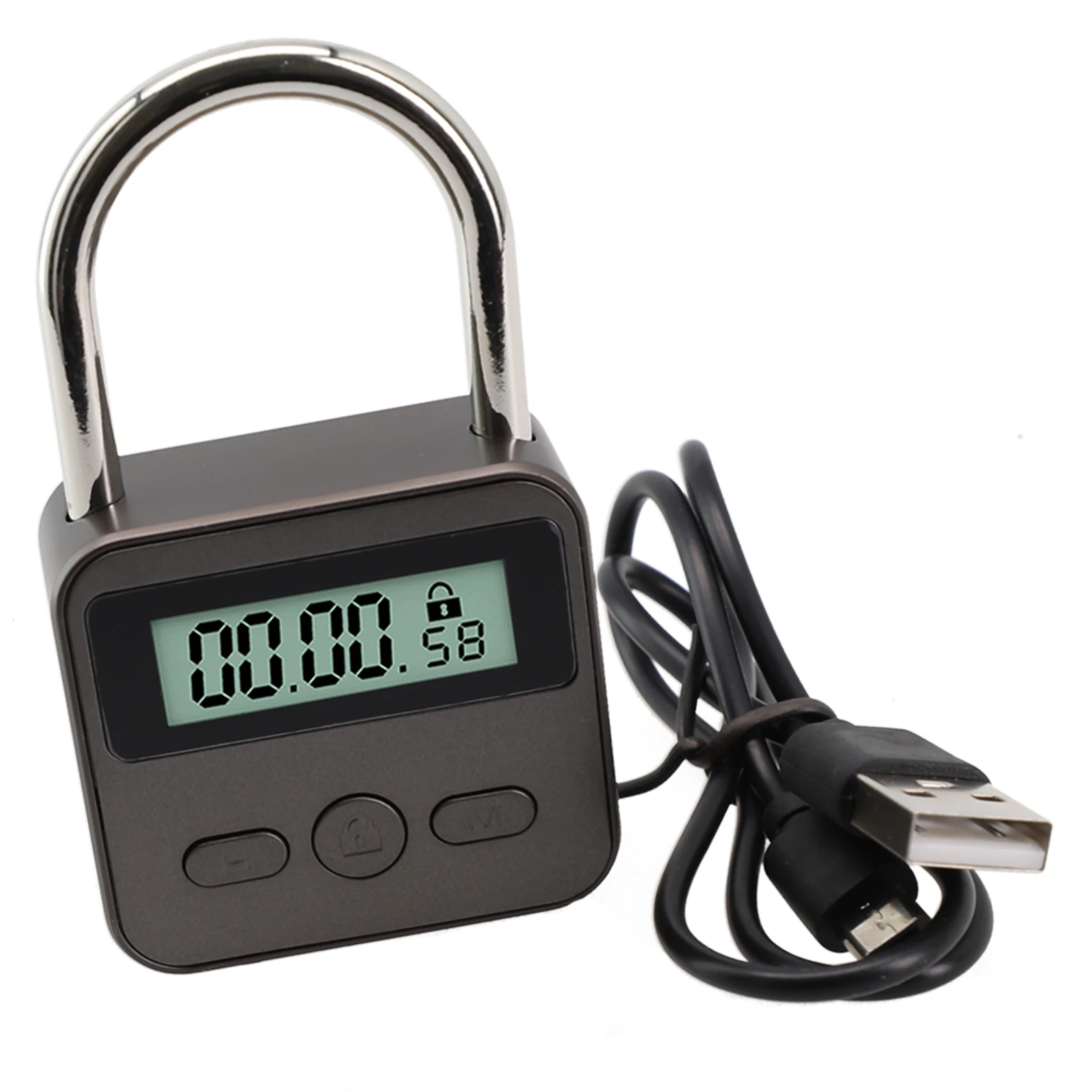 Durable and Convenient Waterproof USB Rechargeable Temporary Timer Padlock, LCD Display Time Lock for Peace of Mind