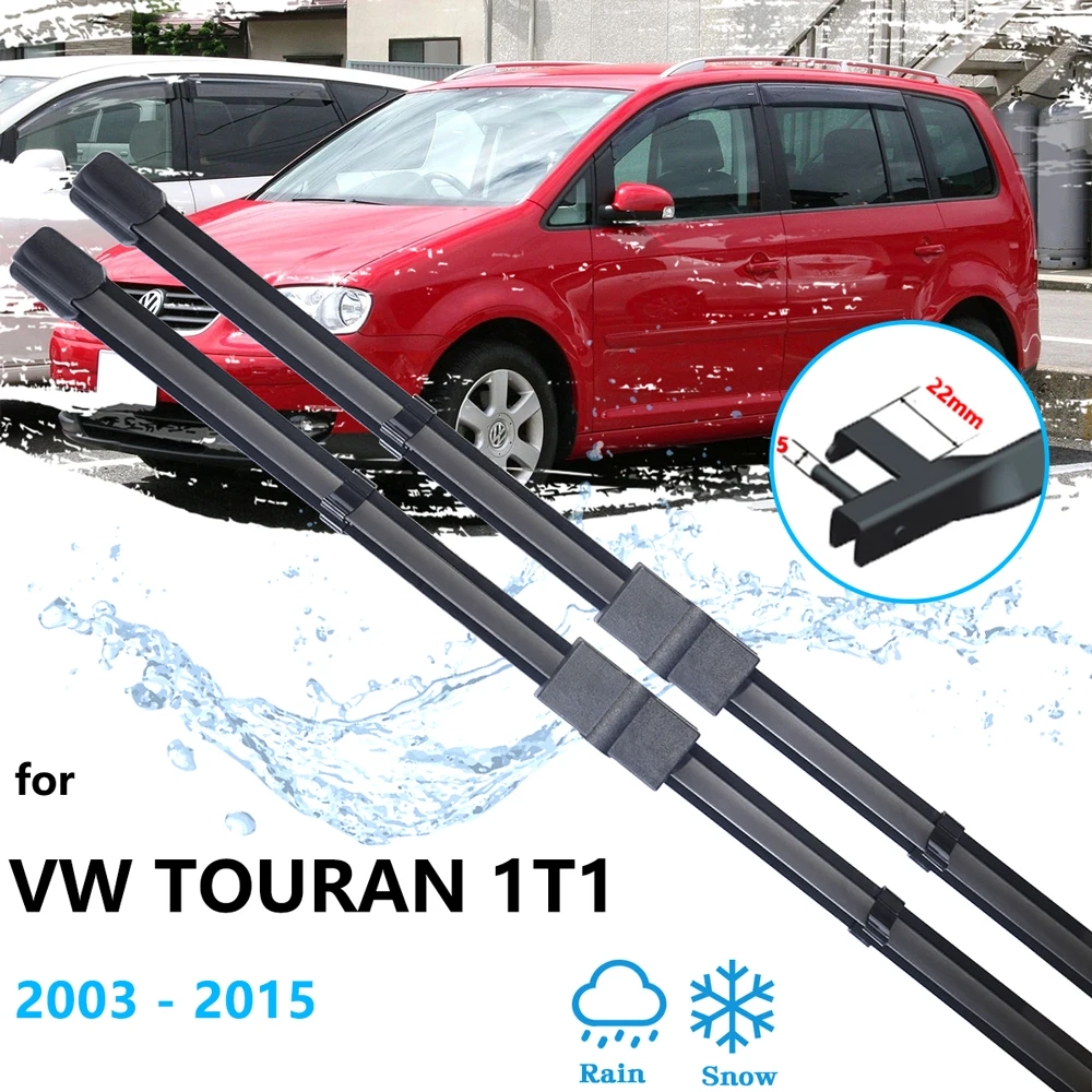 For Volkswagen VW Touran 1T1 MK1 2003~2015 Front Rear Window Wiper Blade Brushes Rubber Windscreen Windshield Auto Accessories