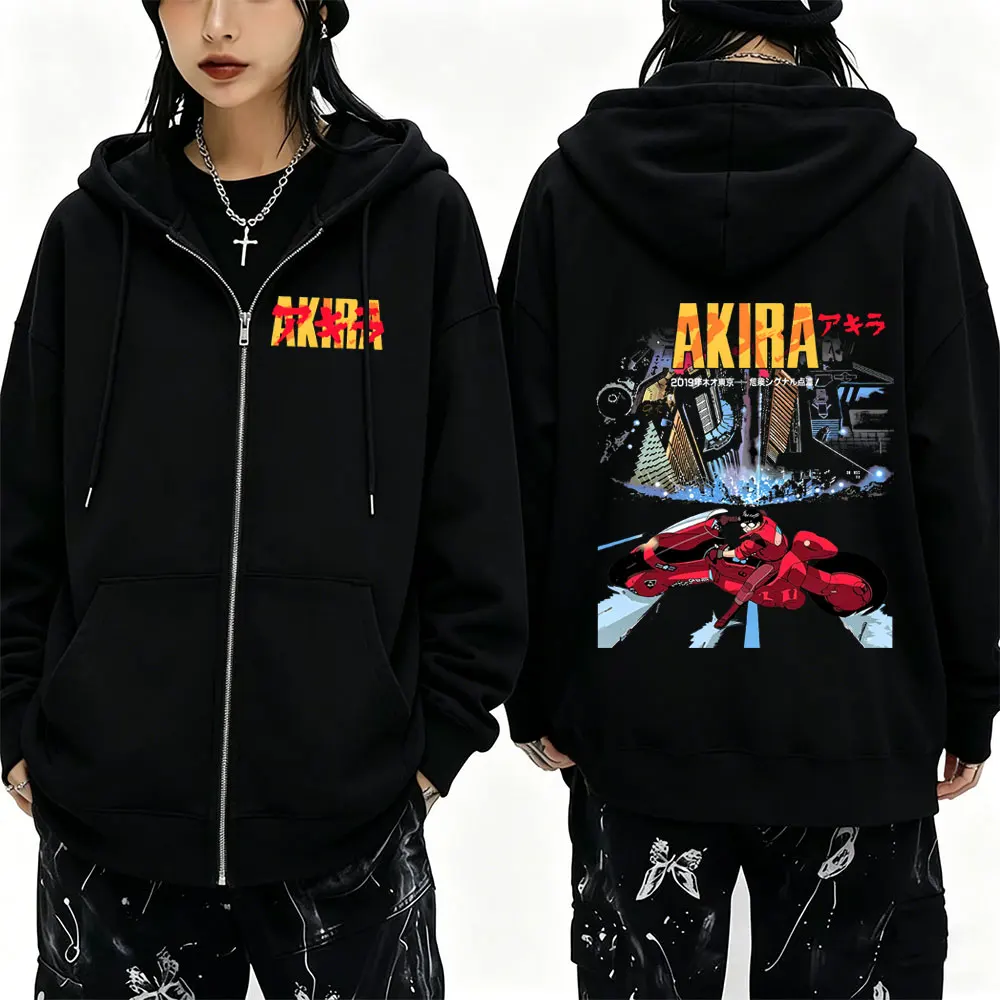 Japanischer Film Anime Akira Shotaro Kaneda Reißverschluss-Hoodie Herren Damen Kleidung Übergroße Streetwear Vintage Zip-Up Jacke Mantel – Detail 2