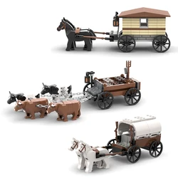 MOC Creative Medieval Western Carriage Model Farm Cattle Cart Transport Vehicle Building Blocks DIY Brick Toys Boy Birthday Gift