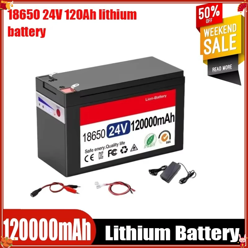 High-Quality 24V 100Ah 120Ah lithium battery 18650 solar panel charging outdoor camping backup power 6S3P120.0,25.2V2A +charger