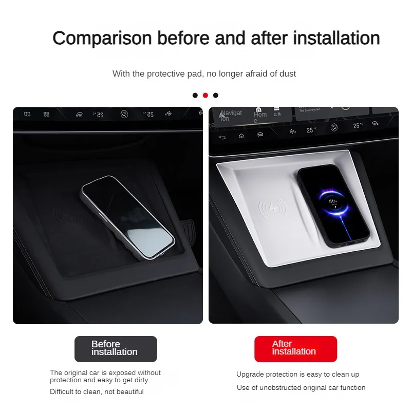 for Tesla Model 3+ Highland 2024-26 Silicone Wireless Car Charging Pad Non-Slip Mat Dust-Proof Charger Newest Model3 Accessories - view 3
