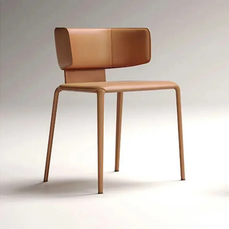 

Nordic Minimalist Leather Dining Chairs Italian Designer for Balcony Dining Table Conference Office Relax Chairs Home Furniture