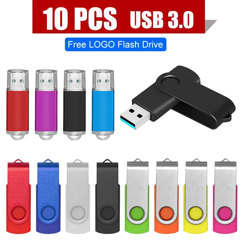 10 pçs lote usb 3.0 flash drive pendrive 8gb pen drive 16gb 32gb memória vara 64gb 128gb logotipo personalizado gratuito u disk pen drive