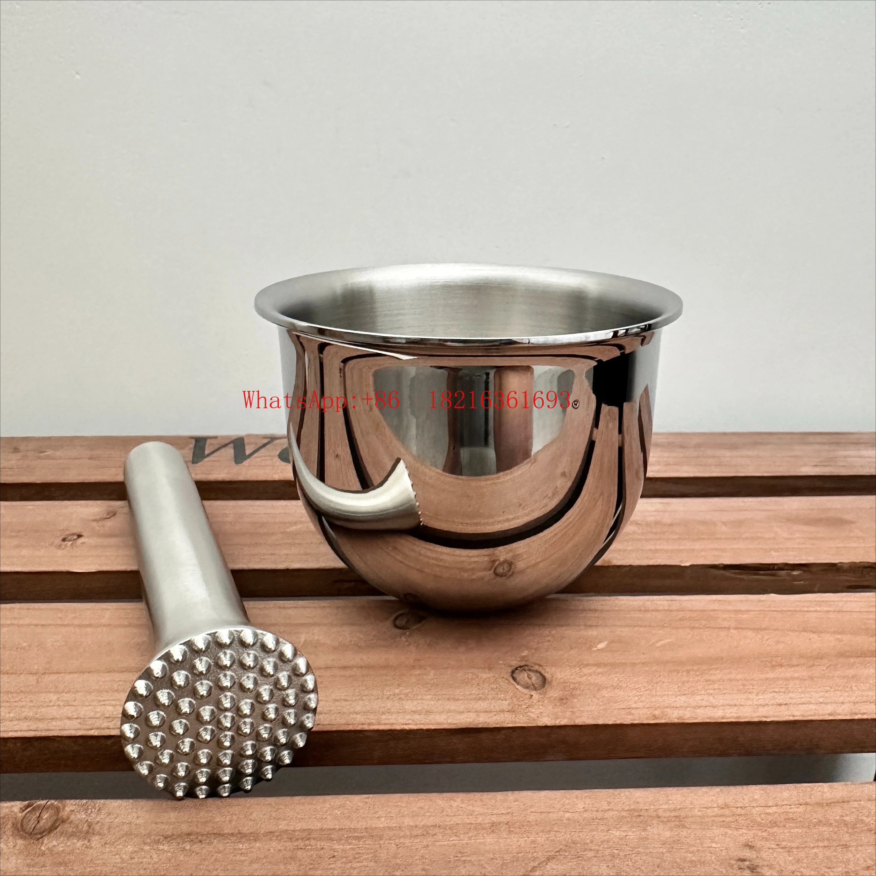 18/10 Stainless Steel Thickened Solid Garlic Mash Household Grinder Medicine Cup Press Garlic Mash