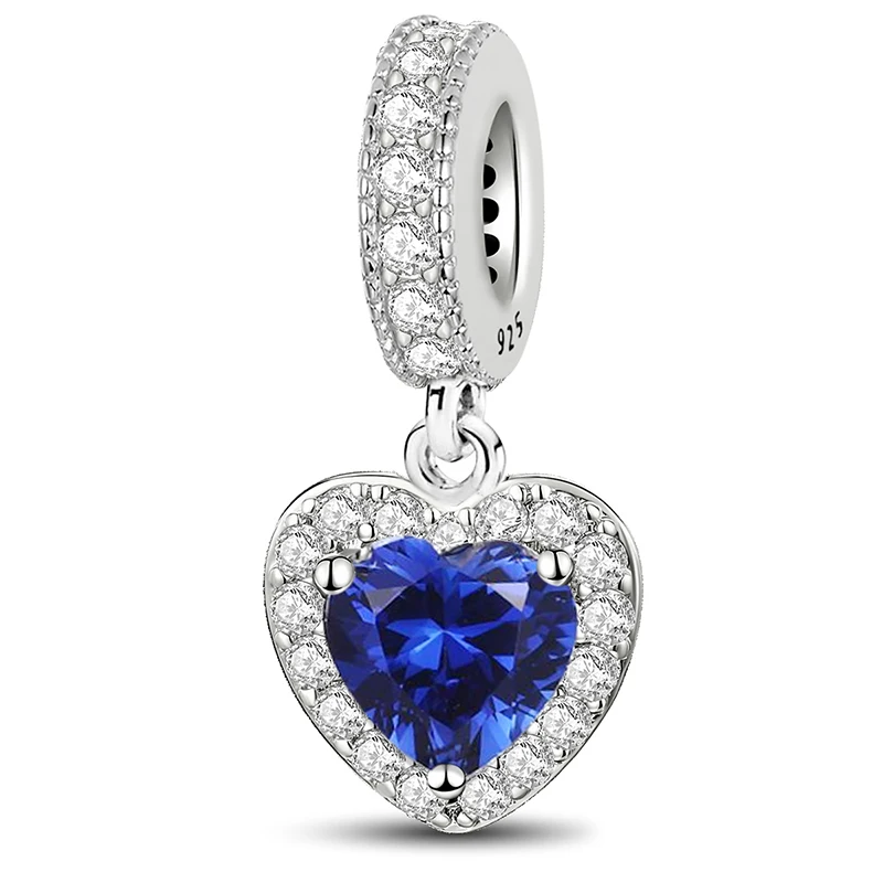 925 Sterling Silber Anhänger Zirkon Pfote Rotes Liebesherz Charms Perlen Passend für Original Armband Armreifen DIY Feiner Schmuck für Frauen