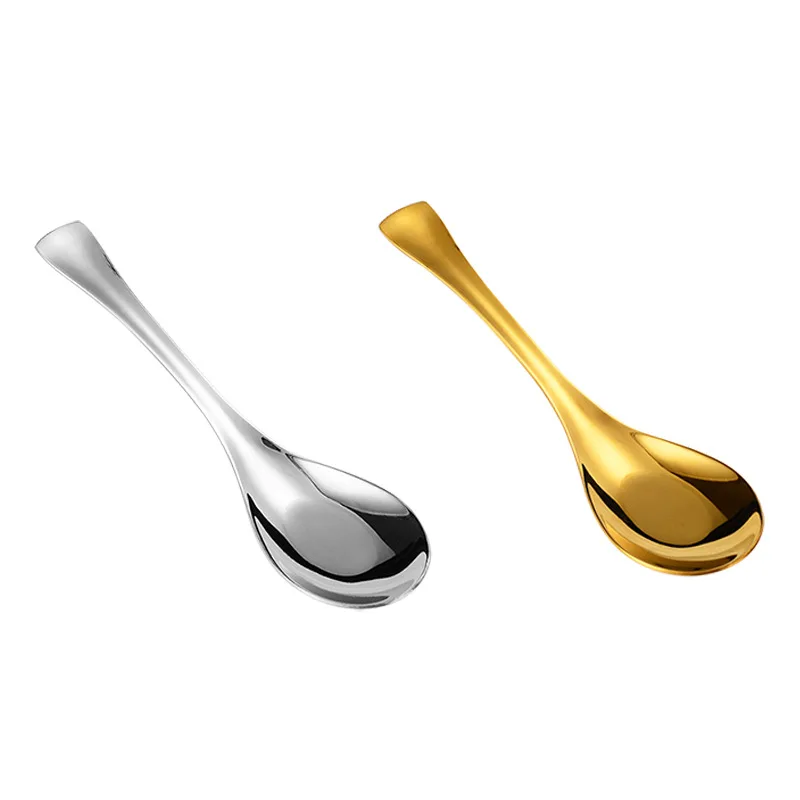 1pcs 304 Stainless Steel Flat-bottomed Spoon for Home Soup Chinese Western Food Adult Spoon Round-bottomed Palace Spoon