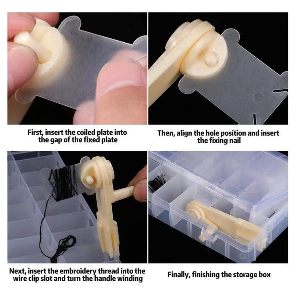 100 Pieces Plastic Thread Floss Bobbins, with Floss Winder And Embroidery