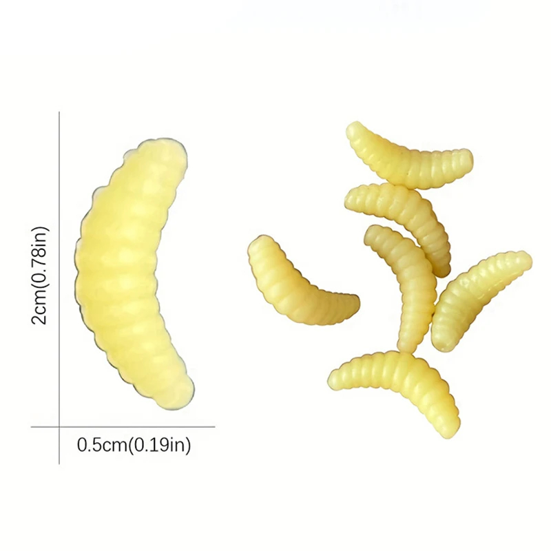 50 stücke leuchtendes Pferde maul brot weiches Insekt falscher Köder locken biomi metis che 2cm weiche Maden weicher Köder