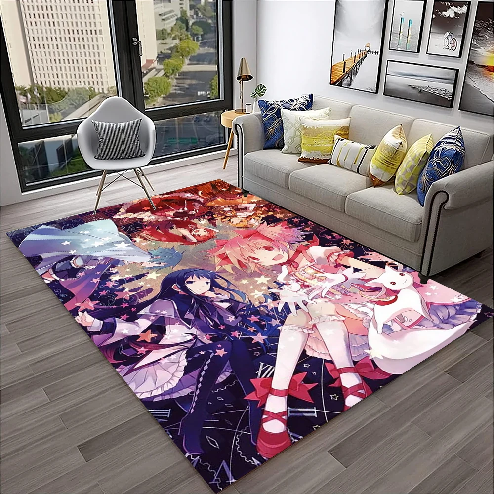 3D Cartoon Puella Magi Madoka Magica Carpet Rug for Home Living Room Bedroom Sofa Doormat Decor,kids Area Rug Non-slip Floor Mat