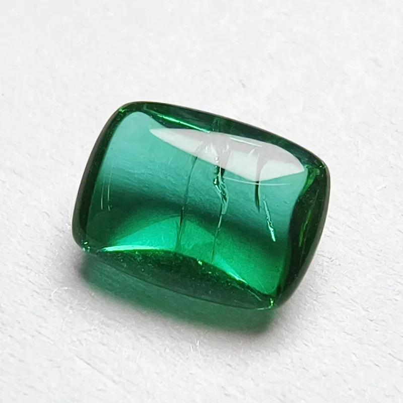 

Lab Grown Zambian Emeralds Hydrothermal Rectangle Cushion Smooth Surface with Cracks Inclusions Selectable AGL Certificate