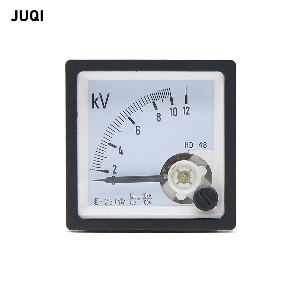 HD-48-10KV high quality Pointer type AC voltmeter u1/10KV u2/100V range analog voltmeter gauge panel 48x48mm