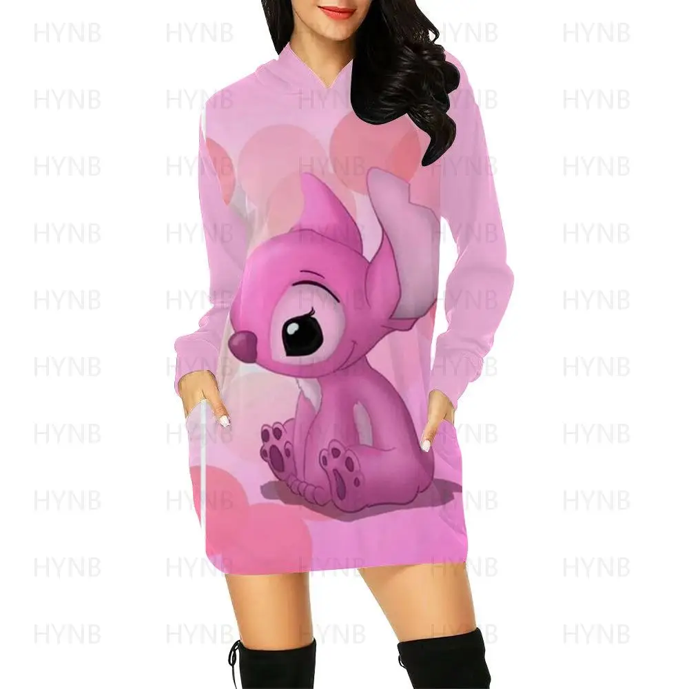 

Disney Elegant Dresses for Women Sweater Dress Mini Hoodie Woman Clothes Long Sleeves Women's Party 2022 Kawaii Y2k Stitch Prom