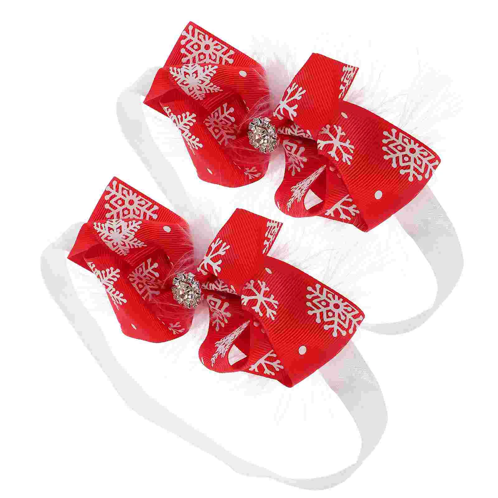 

2 Pcs Kids Christmas Headband Cute Bow Baby Hair Ornament Headbands for Infant Girls Xmas Headdress Fabric Newborn