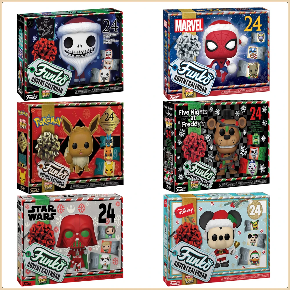 FUNKO POP Marvel Disney Surprise Blind Box Spider-Man Pokemon Star Wars Popular Countdown Advent Calendar Model Christmas Gifts