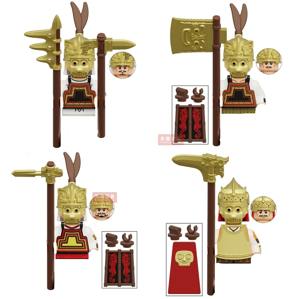 

MOC Medieval Chinese Soldier Figures Building Blocks Shangzhou Dynasty Castle Warrior Knights Army Accessories Bricks Toys Boys