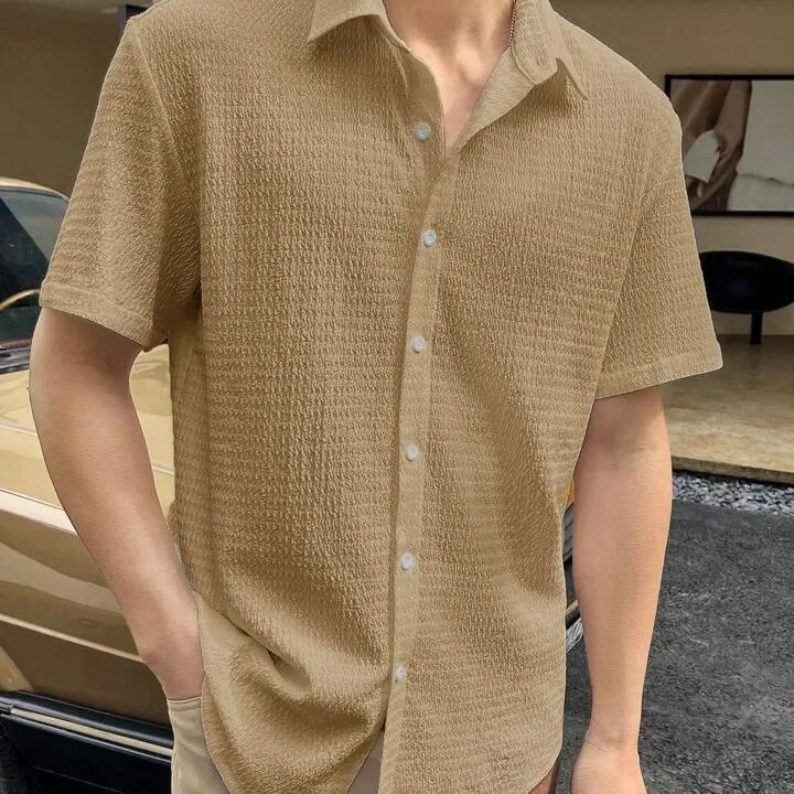 Men's Short-sleeved Commuter Shirt Casual 2025 New European and American Men Out