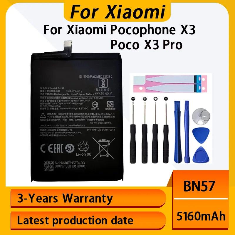 2026 Years BM5T BN57 BP4K BN5E For Xiaomi Poco X3 X4 X5 F5 X6 X7 Redmi Note 10 11 11T 11E 12 12T 13 13T 14T GT Pro 5G Batería