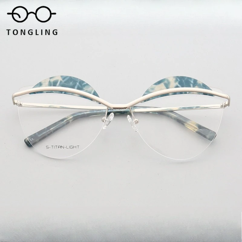 

Butterfly-Shaped Women Fashionable Handcrafted High-Quality Acetate Men High-Quality Personalized Metal Eyebrow Glasses Frame