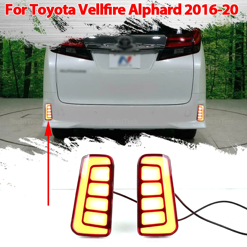 Car LED Dynamic Turn signal Reflector Lamp Rear Fog Lamp Rear Bumper Light Brake Light For Toyota Alphard Vellfire 2016- 2020