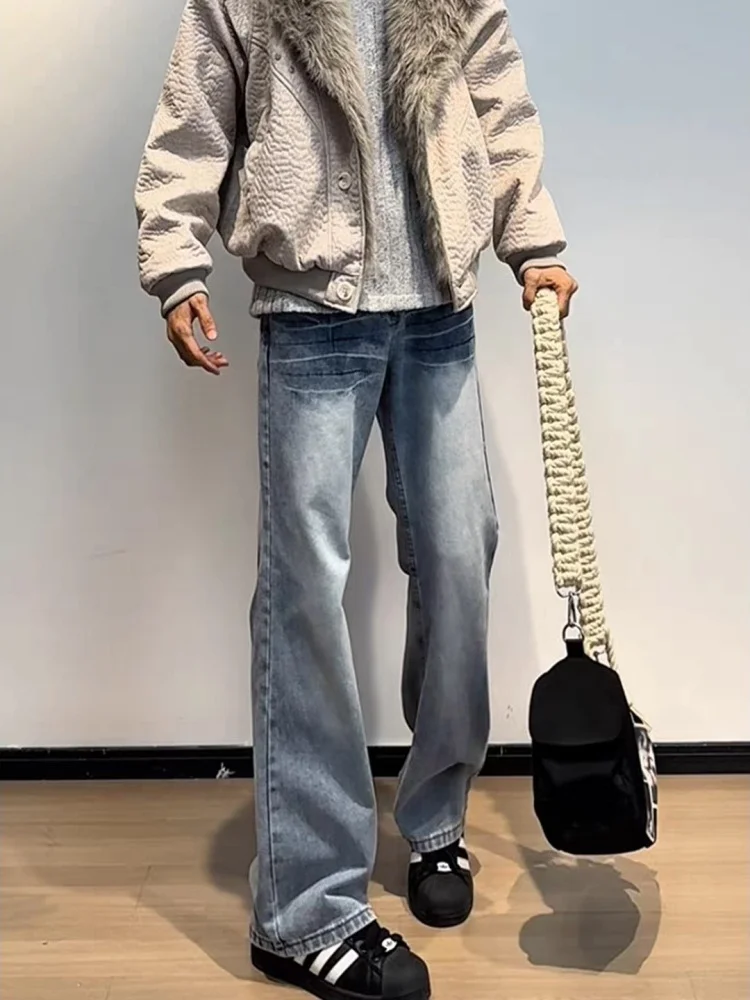 

Мужские джинсы American High Street с узором «Молния», прямые, со средней посадкой, с эффектом похудения, весна-осень, новинка, идеальная посадка