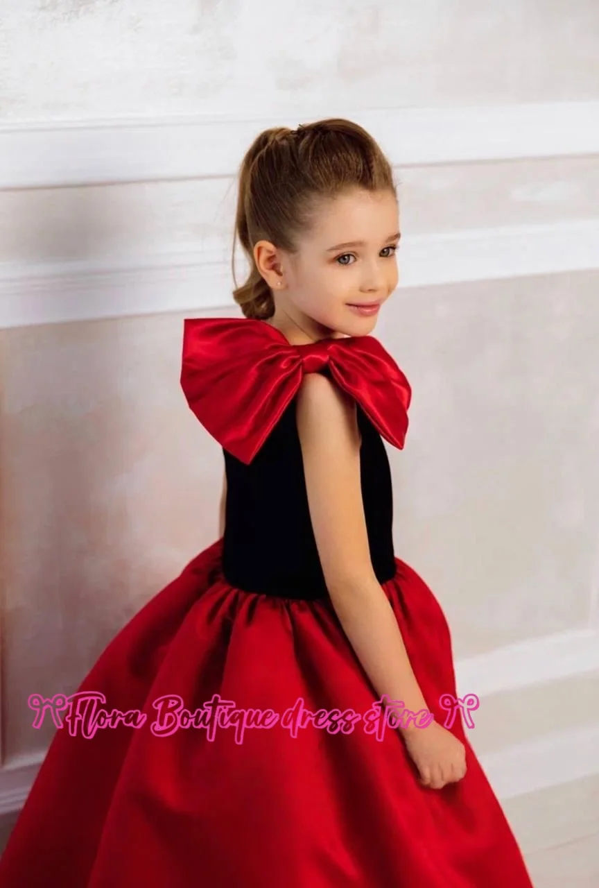 vestito da ragazza di compleanno vestito da ragazza per occasioni speciali vestito da ragazza di fiori in raso di velluto vestito da fiore per bambini monospalla tutu nero per bambini