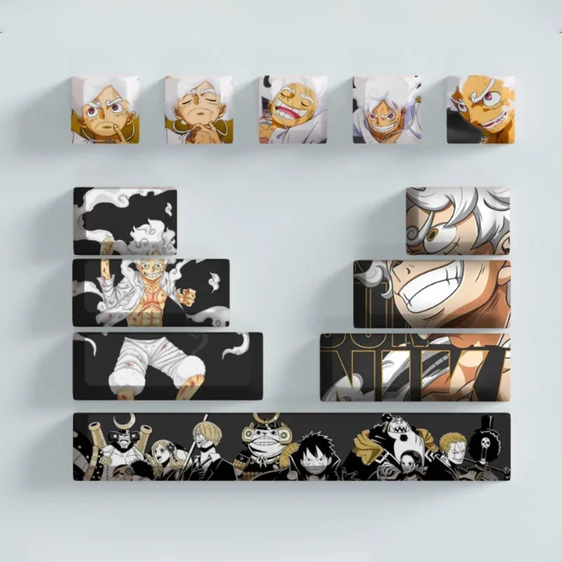 Keycaps PBT pour clavier mécanique Anime One Piece Nika Sun God Luffy, touches personnalisées Esc, barre d'espace 6.25U, touches Entrée, jouet