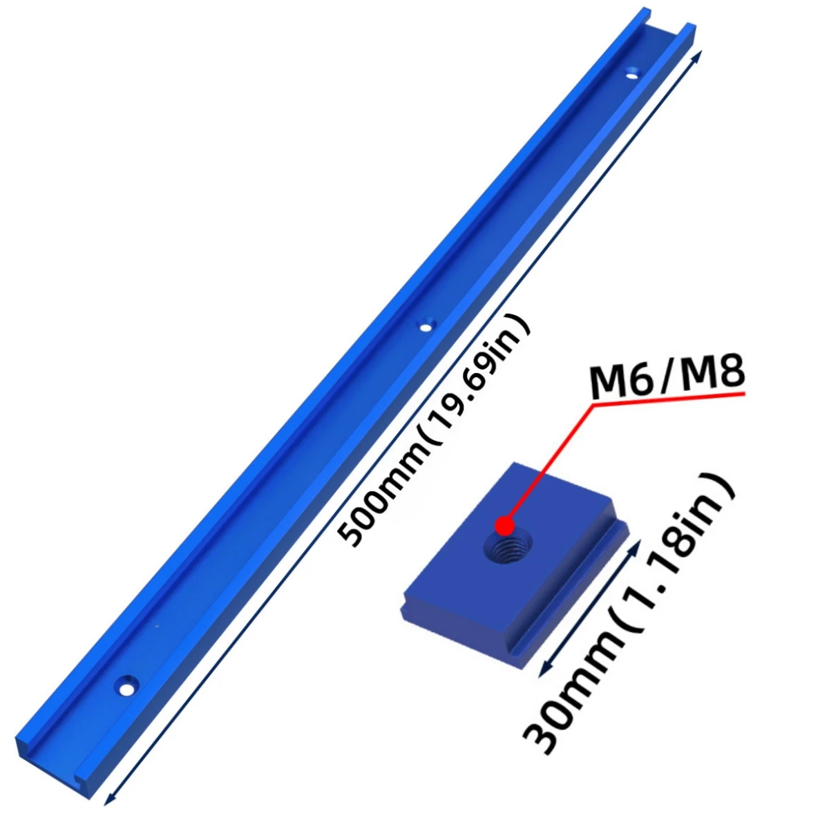 الألومنيوم T-المسار للنجارة ، T فتحة ميتري ، مقياس ميتري ، شلال لمنضدة ، الجدول المنشار ، أدوات التوجيه ، الرقصة ، T30 ، 500 مللي متر