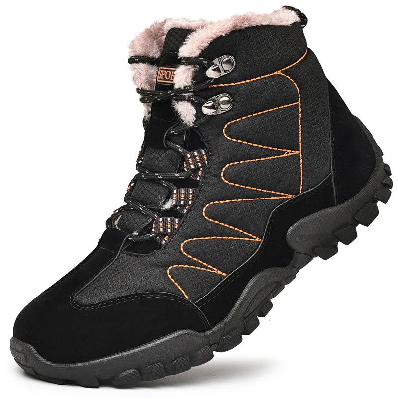 New winter men's snow boots with pile thickened outdoor leisure hiking shoes men high top cotton shoes large size M1110