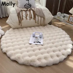 Alfombra redonda de felpa súper suave para decoración del hogar, tapete esponjoso para sala de estar, dormitorio, mesita de noche, alfombra de área peluda antideslizante, alfombrillas para habitación de niños