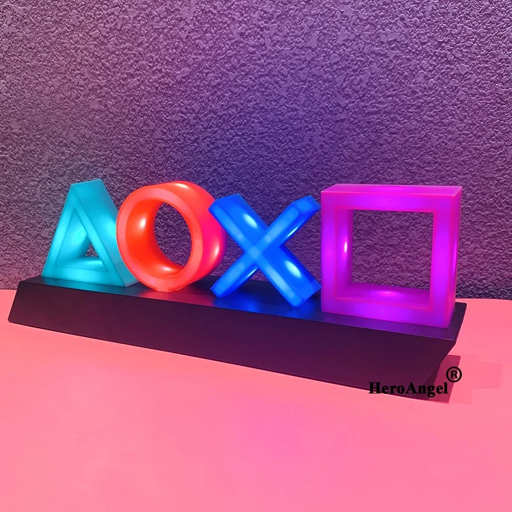 Game Icon Light for Playstation P4 P5 Voice Control Decorative Lamp for Playstation Player Commercial Colorful Lighting Game Led