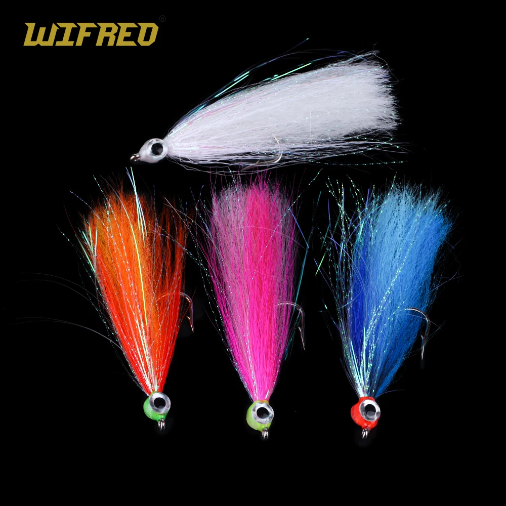 Wifreo 2/4個のuv色高炭素フックを極性ストリーマミノーフライサーモントラ海低音steelheadミノーフライフィッシングハエルアー