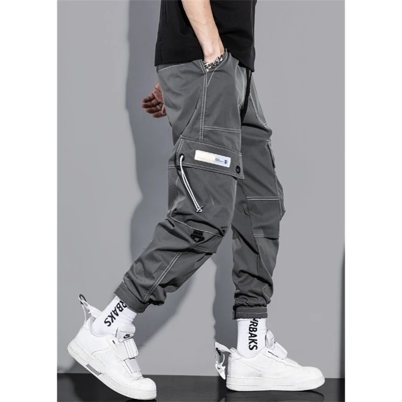 Pantalones Cargo Vintage para hombre, ropa de calle de Hip Hop, pantalones bombachos sueltos para correr, pantalones de cintura elástica para hombre, nuevos