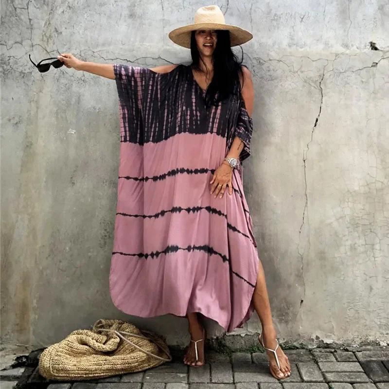 Abito da spiaggia stampato Camicia per protezione solare ampia per le vacanze Camicetta bikini Donna 2023 Camicetta da donna nuova al mare Moda per il tempo libero Estate Blu