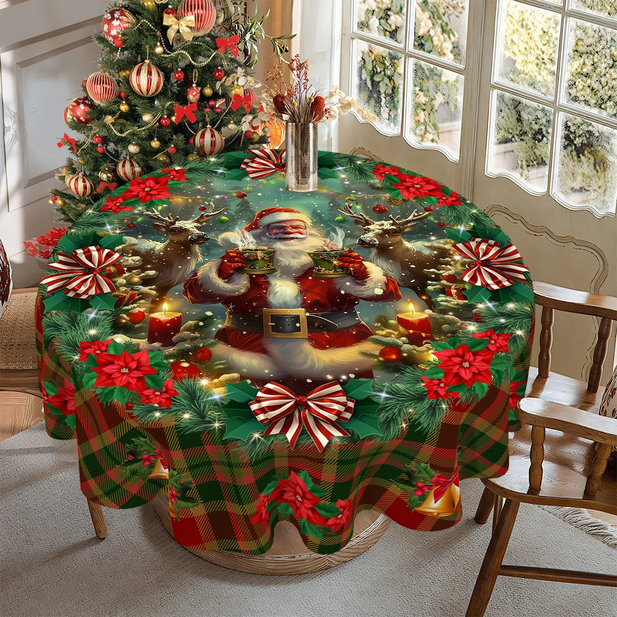 Christmas Horaldaily Tablecloth Christmas Party Decoration 2025 Xmas Santa Claus Table Cover Navidad Natal New Year Gift 2026