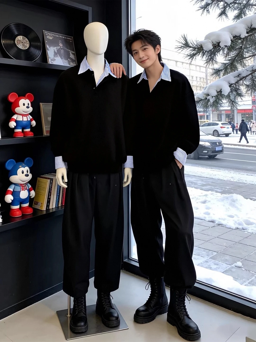 

Мужская толстовка Bla Faux с эффектом двухслойности, осенне-зимняя, с длинным рукавом, воротником, базовый слой, Cleanfit, в университетском стиле