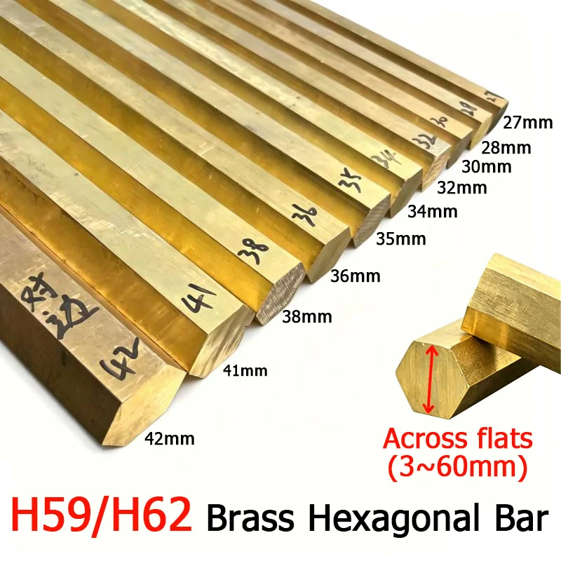 H59/H62 Brass Hexagonal Bar Brass Hex Rods 3/4/4.5/5/5.5/6/6.5/7/7.5/8/9/10/11/12/13/14/15/16/17/18/19/20/21/22/23/24/25/26-60mm