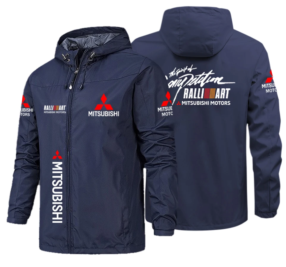 Mitsubishi Evo Logo Racing Team Men's Waterproof Jacket, Mitsubishi Logo Windproof Jacket, Outdoor Sports Fashion Coat