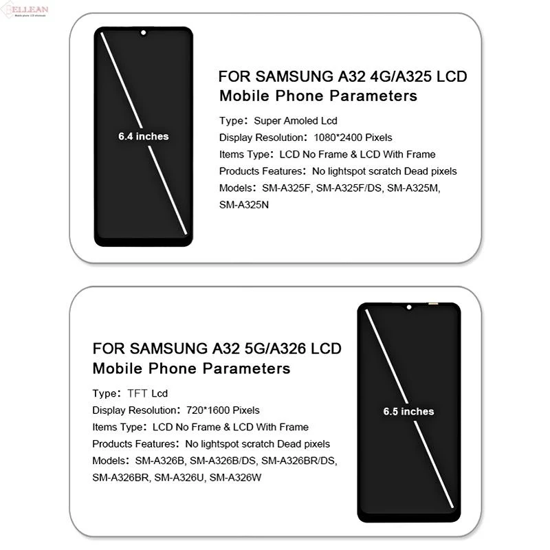 AMOLED For Samsung Galaxy A32 4G LCD SM-A325F SM-A325M Display Touch Screen Replacement For Samsung A32 5G Display SM-A326B